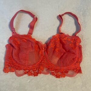 Etam Orange pink lace underwire demi bra size 38DD (E) new without tag